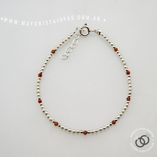 PULSERA PLATA Y PIEDRAS (PBN0135)