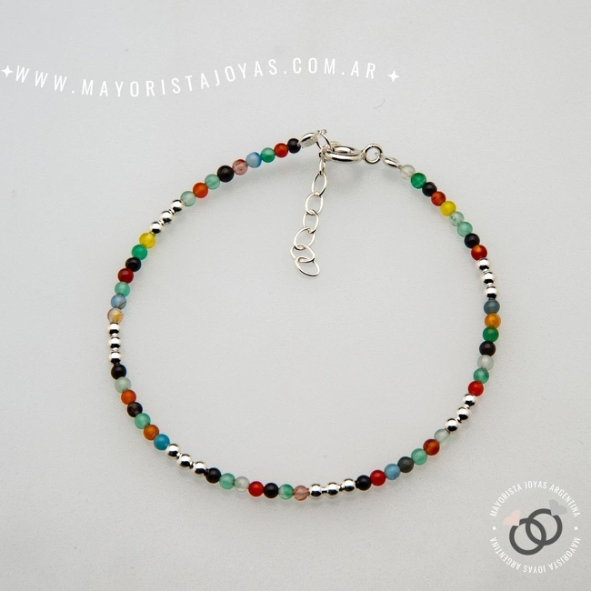 PULSERA PLATA Y PIEDRAS (PBN0143)