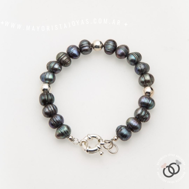 PULSERA PLATA Y PIEDRAS (PBN0183)