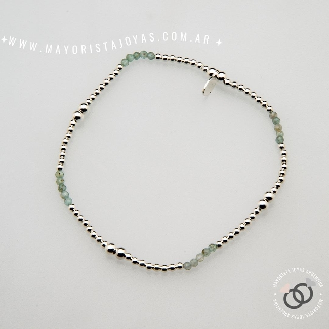 PULSERA PLATA Y PIEDRAS (PBN0156)