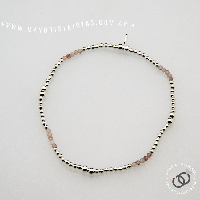 PULSERA PLATA Y PIEDRAS (PBN0154)