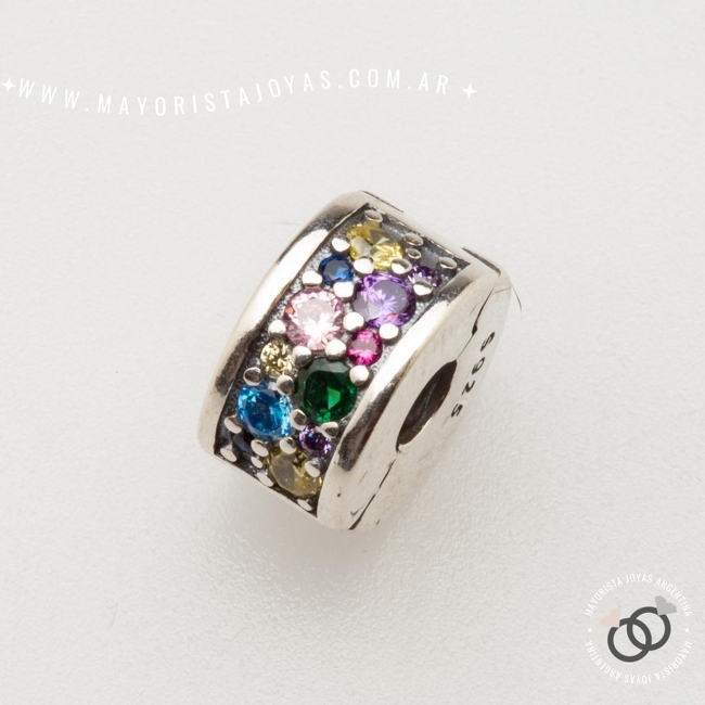 CHARMS CLIP PLATA Y CUBIC PARA PANDORA (PP0085)