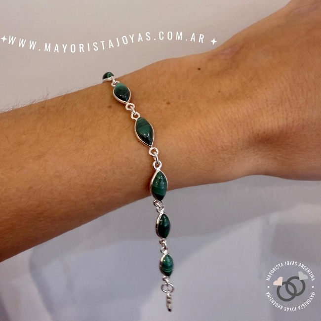 PULSERA PLATA Y PIEDRAS (PBN0176)