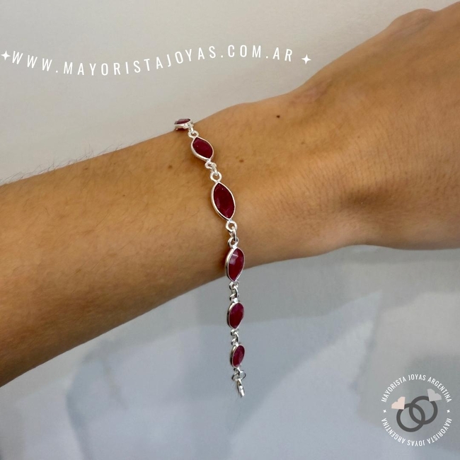 PULSERA PLATA Y PIEDRAS (PBN0169)