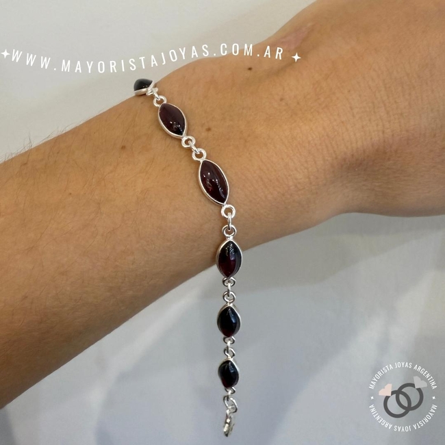 PULSERA PLATA Y PIEDRAS (PBN0174)