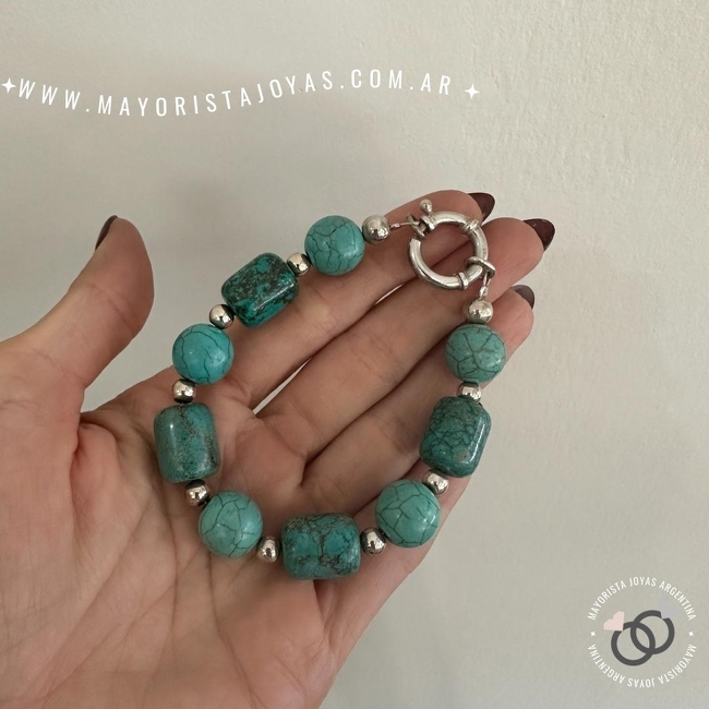 PULSERA PLATA Y PIEDRA (PBN0194)