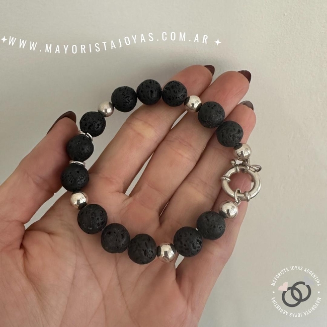 PULSERA PLATA Y PIEDRA (PBN0195)