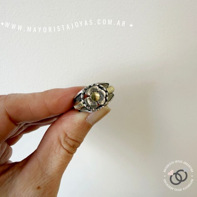 ANILLO PLATA Y ORO (POA0574)
