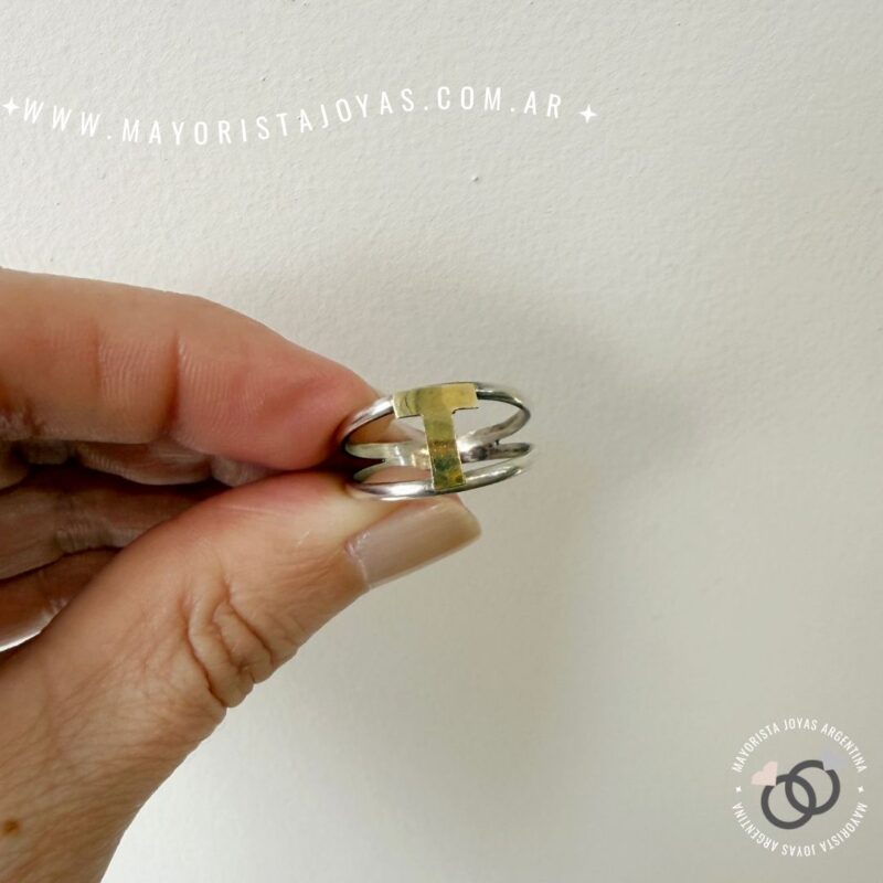 ANILLO PLATA Y ORO (POA0593)