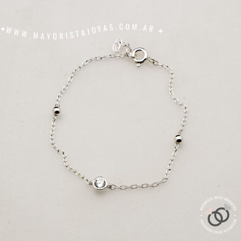 PULSERA PLATA Y CUBIC (PBZ0177)