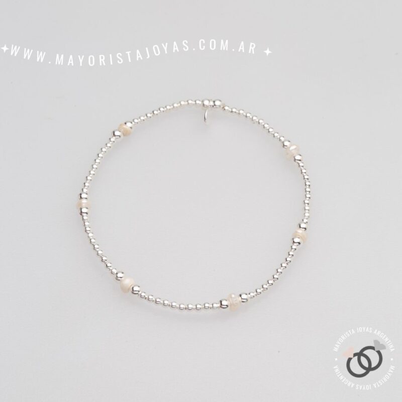 PULSERA PLATA Y PERLAS (PBN0221)