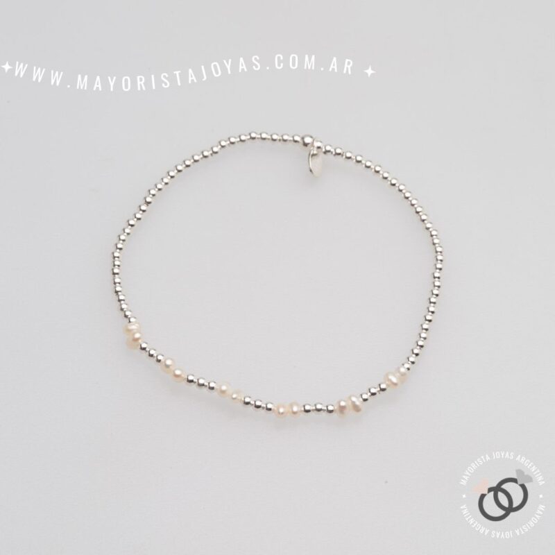 PULSERA PLATA Y PERLAS (PBN0222)