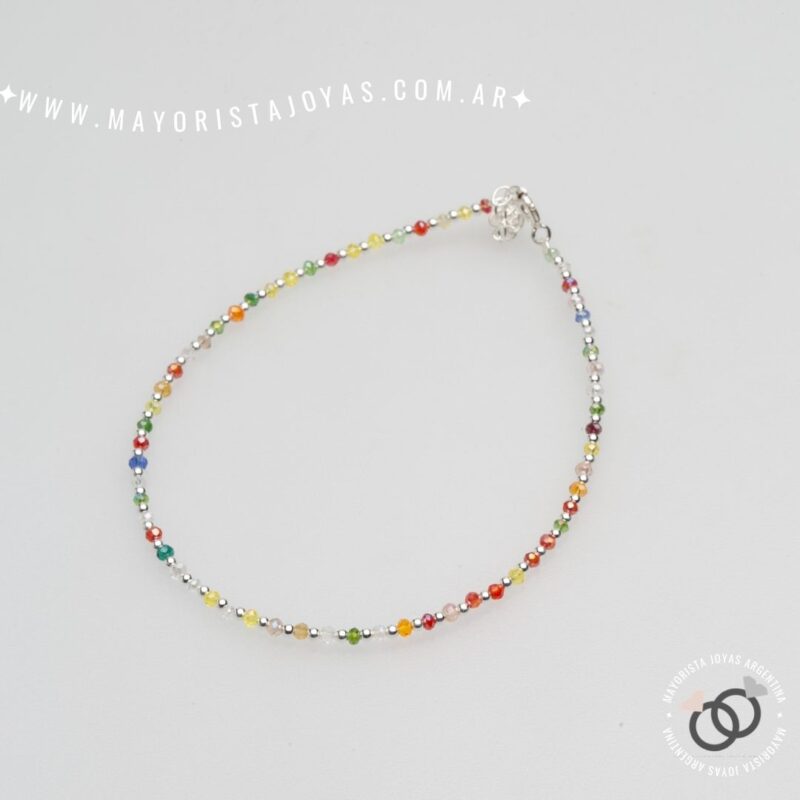 TOBILLERA PLATA Y CRISTALES (TPL0057)