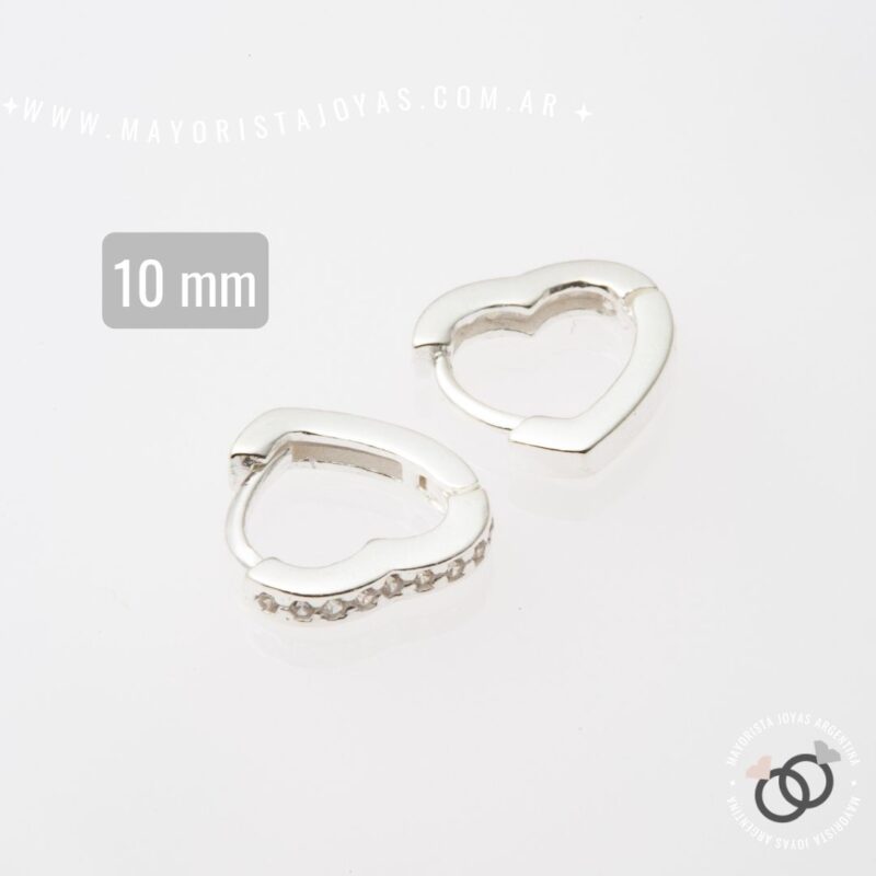 ARGOLLAS CORAZON 10 MM PLATA Y CUBIC (PPC0263)