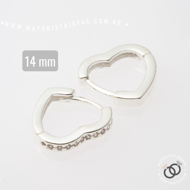 ARGOLLAS CORAZÓN 14 MM PLATA Y CUBIC (PPC0494)