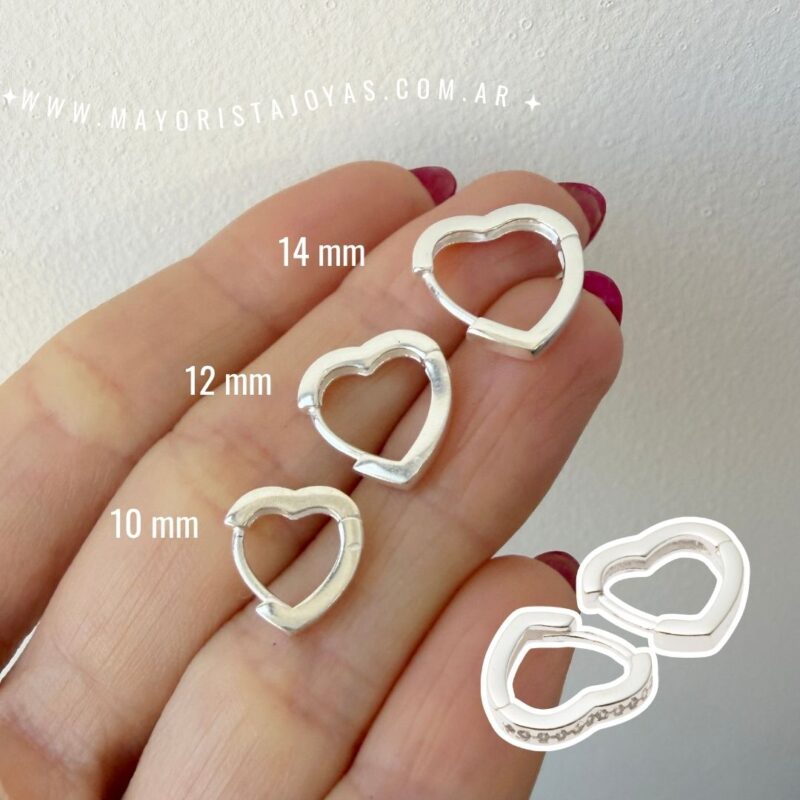 ARGOLLAS CORAZON PLATA Y CUBIC ESCALERA COMPLETA