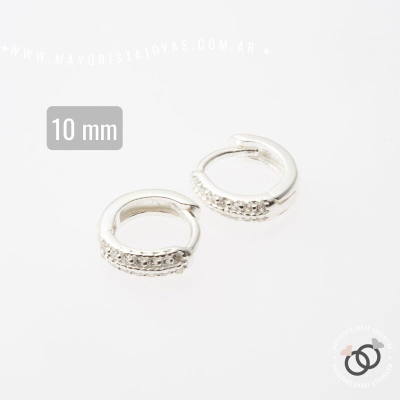 ARGOLLAS 10 MM PLATA Y CUBIC (PPC0495)