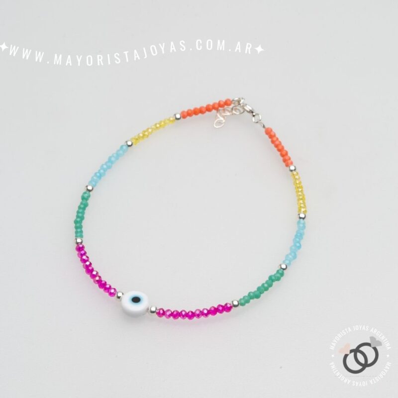 TOBILLERA PLATA Y CRISTALES (TPL0046)