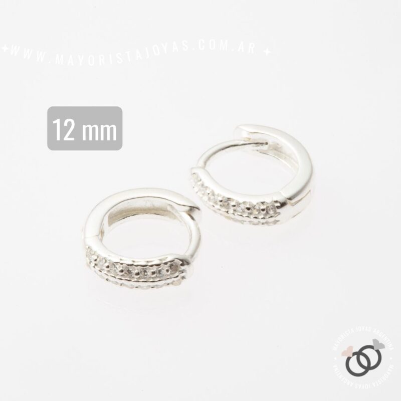 ARGOLLAS 12 MM PLATA Y CUBIC (PPC0496)