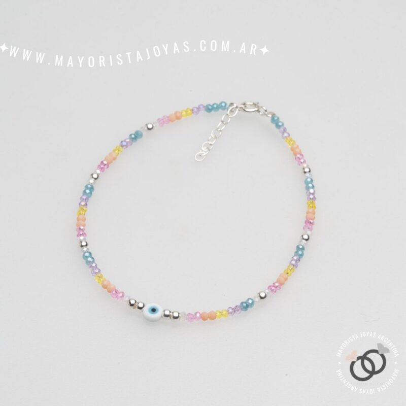TOBILLERA PLATA Y CRISTALES (TPL0047)