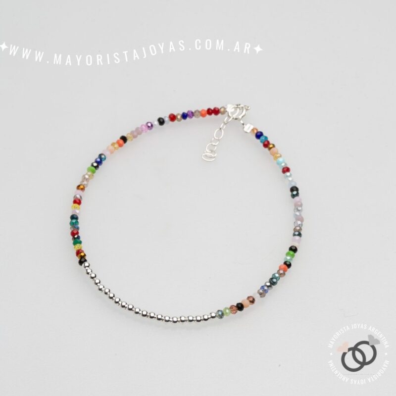 TOBILLERA PLATA Y CRISTALES (TPL0062)