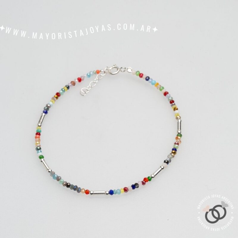 TOBILLERA PLATA Y CRISTALES (TPL0052)