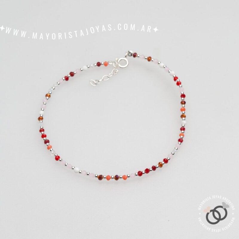 TOBILLERA PLATA Y CRISTALES (TPL0039)