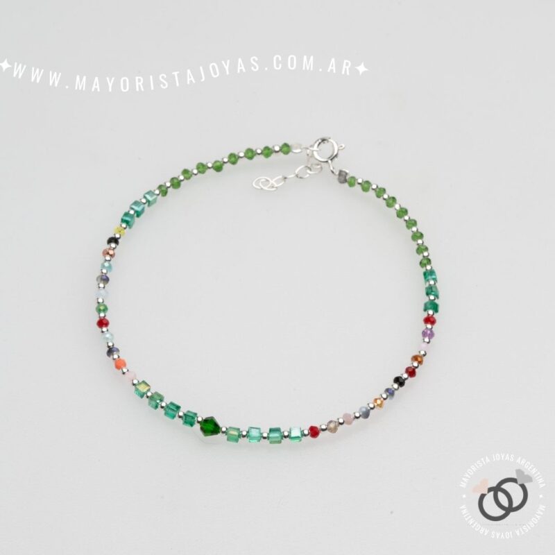 TOBILLERA PLATA Y CRISTALES (TPL0042)