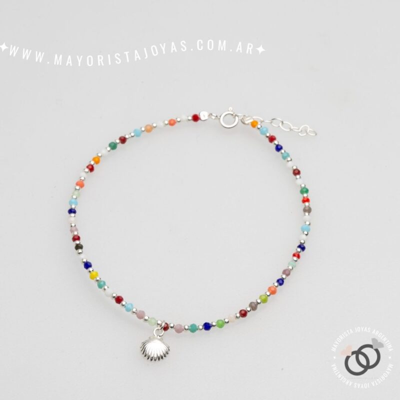 TOBILLERA PLATA Y CRISTALES (TPL0053)