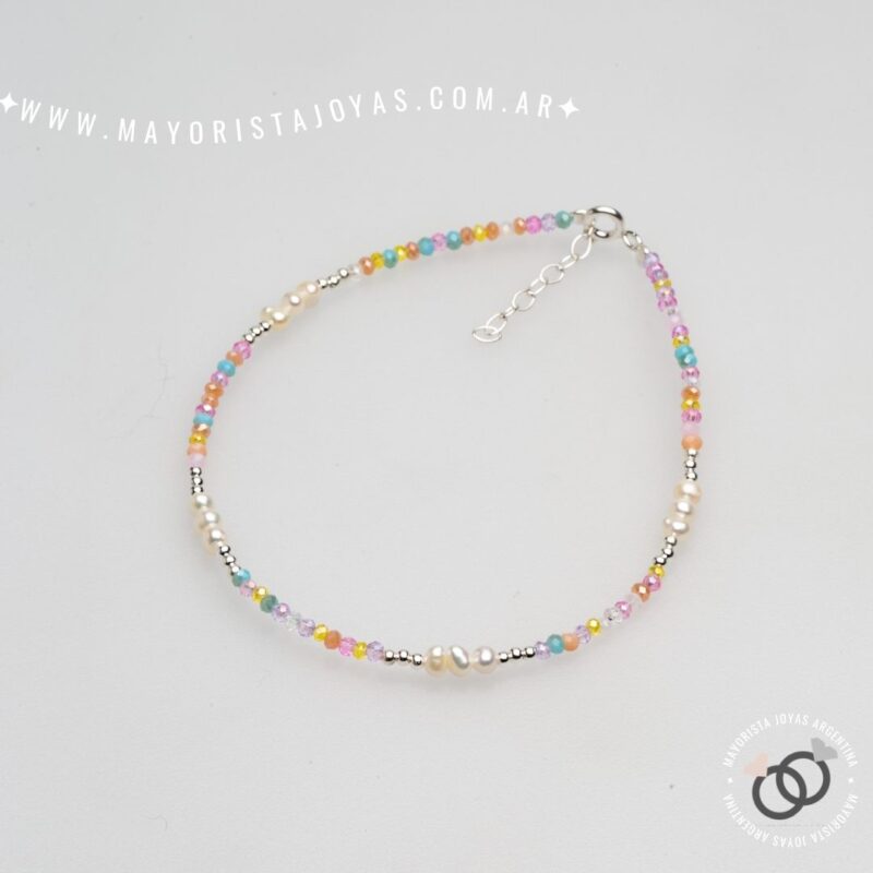 TOBILLERA PLATA Y CRISTALES (TPL0041)