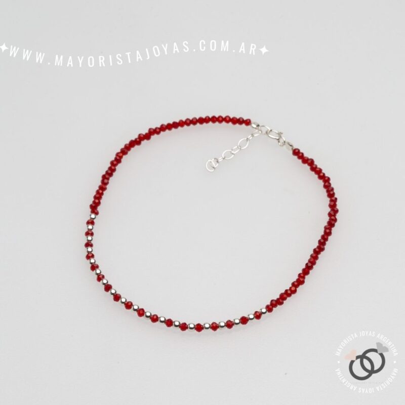 TOBILLERA PLATA Y CRISTALES (TPL0058)