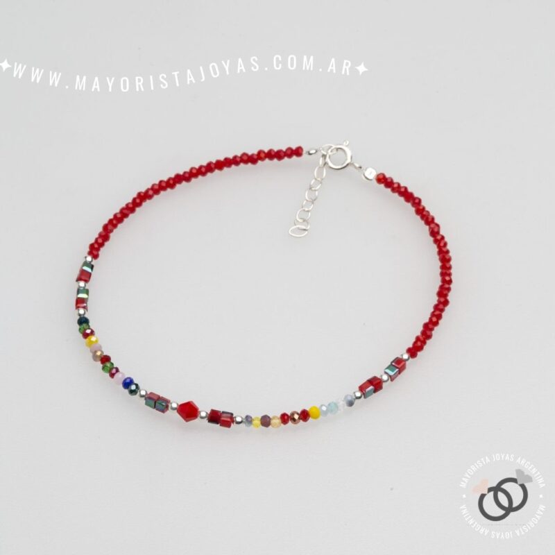 TOBILLERA PLATA Y CRISTALES (TPL0065)