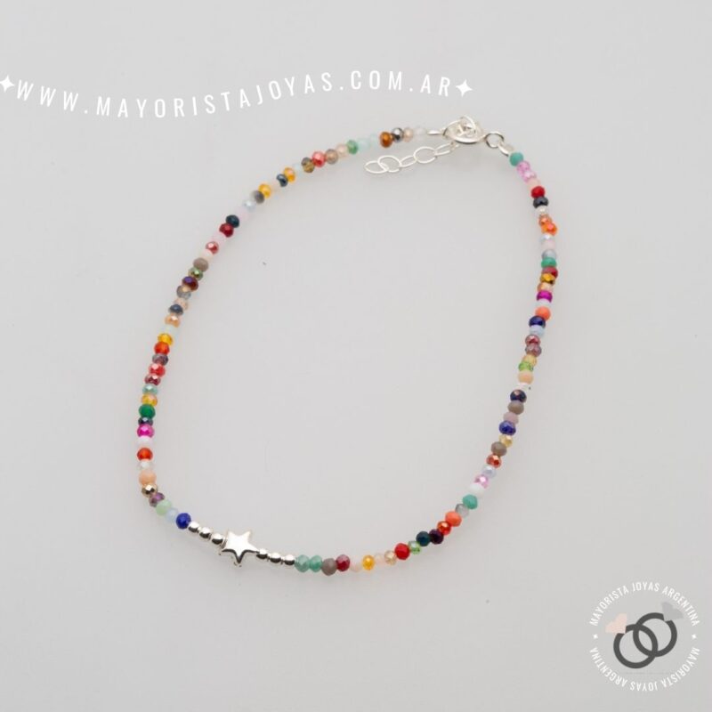 TOBILLERA PLATA Y CRISTALES (TPL0069)
