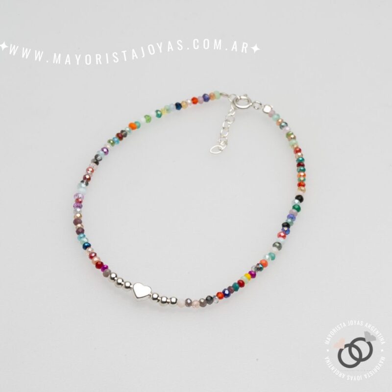 TOBILLERA PLATA Y CRISTALES (TPL0037)
