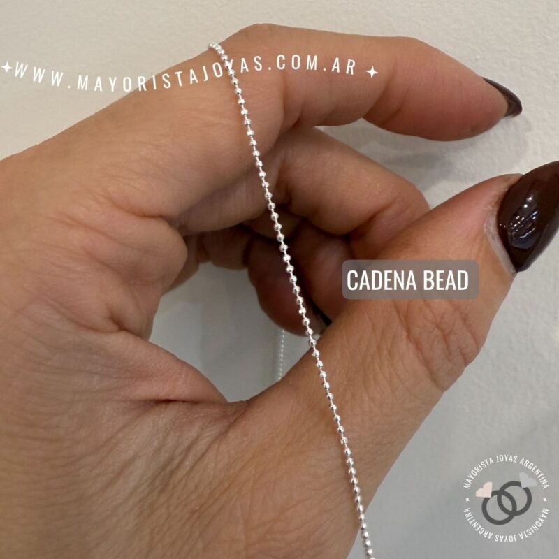 CADENA BEAD PLATA ITALIANA