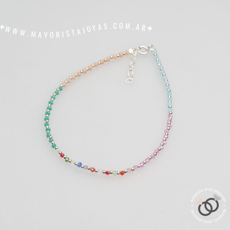 TOBILLERA PLATA Y CRISTALES (TPL0038)