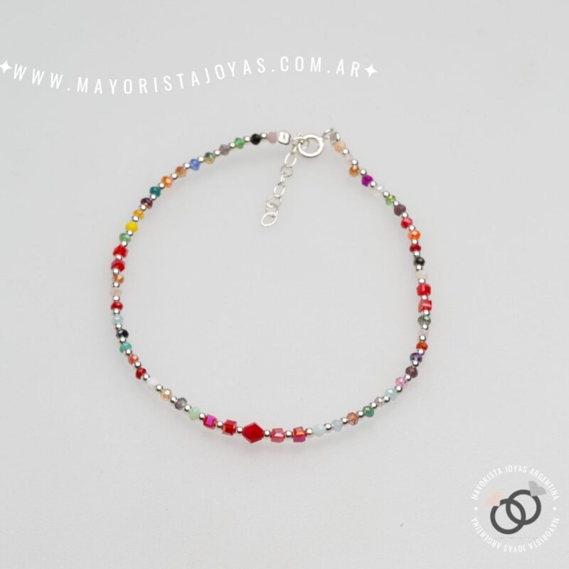 TOBILLERA PLATA Y CRISTALES (TPL0044)