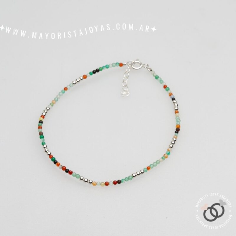 TOBILLERA PLATA Y CRISTALES (TPL0054)